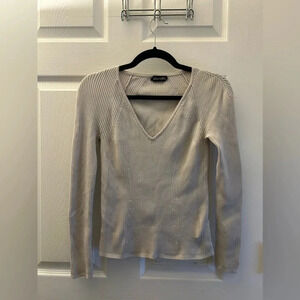 Tom Ford Women's Ivory  V-Neck Long Sleeve Top Blouse Sweater xL